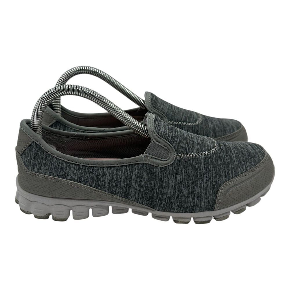Skechers Memory Foam Shoes Women 8 SLIM Grey Slip On Sneakers Lightweight 21933S